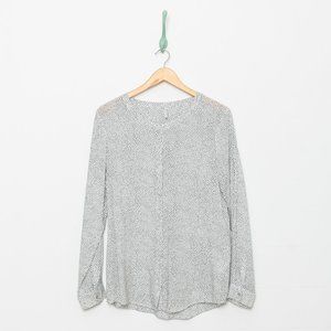 SOYA CONCEPT polka dot long sleeve blouse • black and white • size large